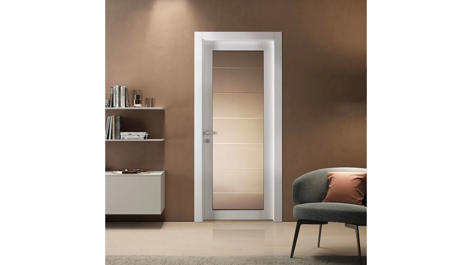 Porta per interni Grafite 301V Blank in vetro e laminato di BiHome