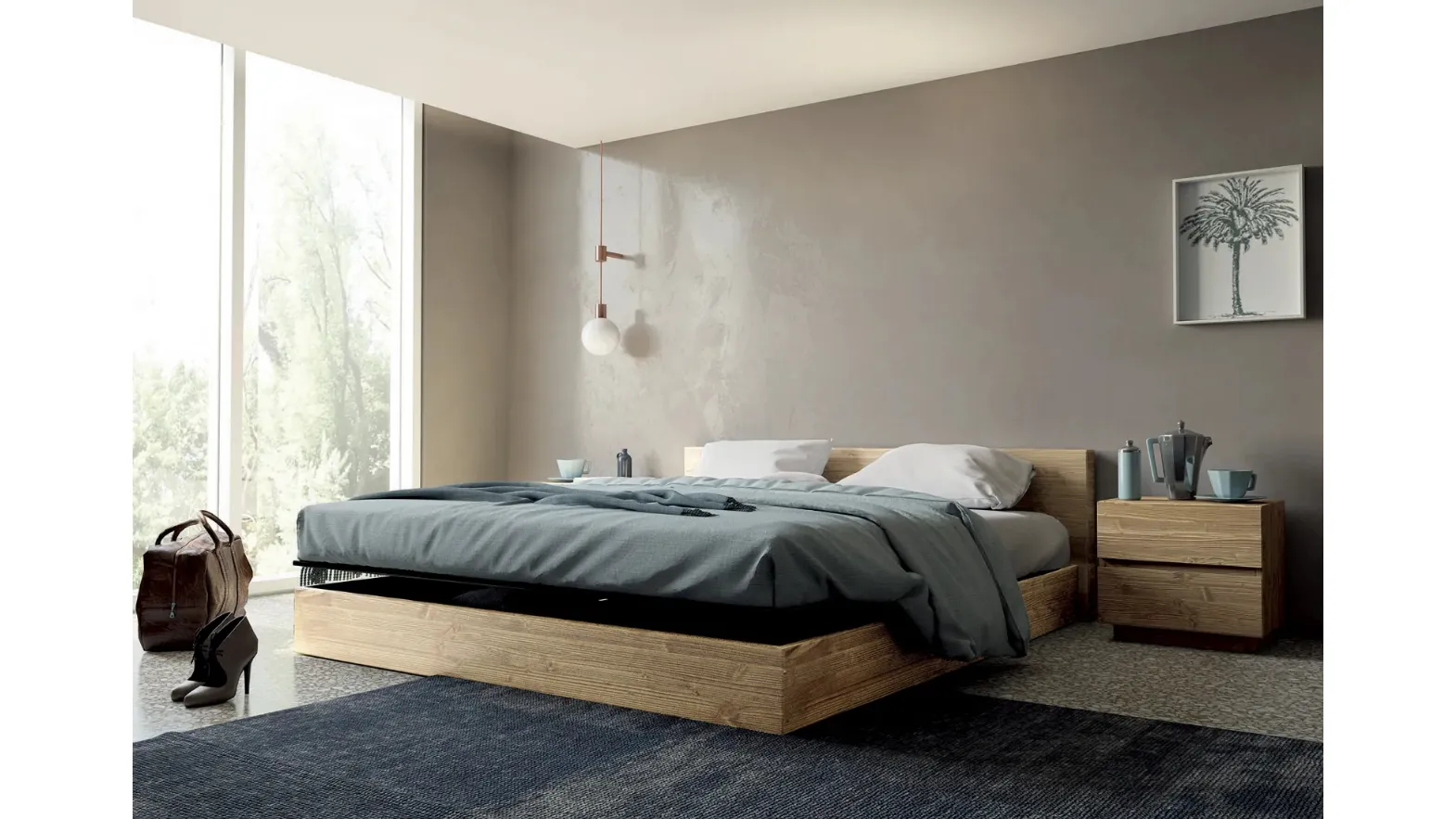 Letto Master 1695 in legno di abete con box contenitore di Fratelli Mirandola