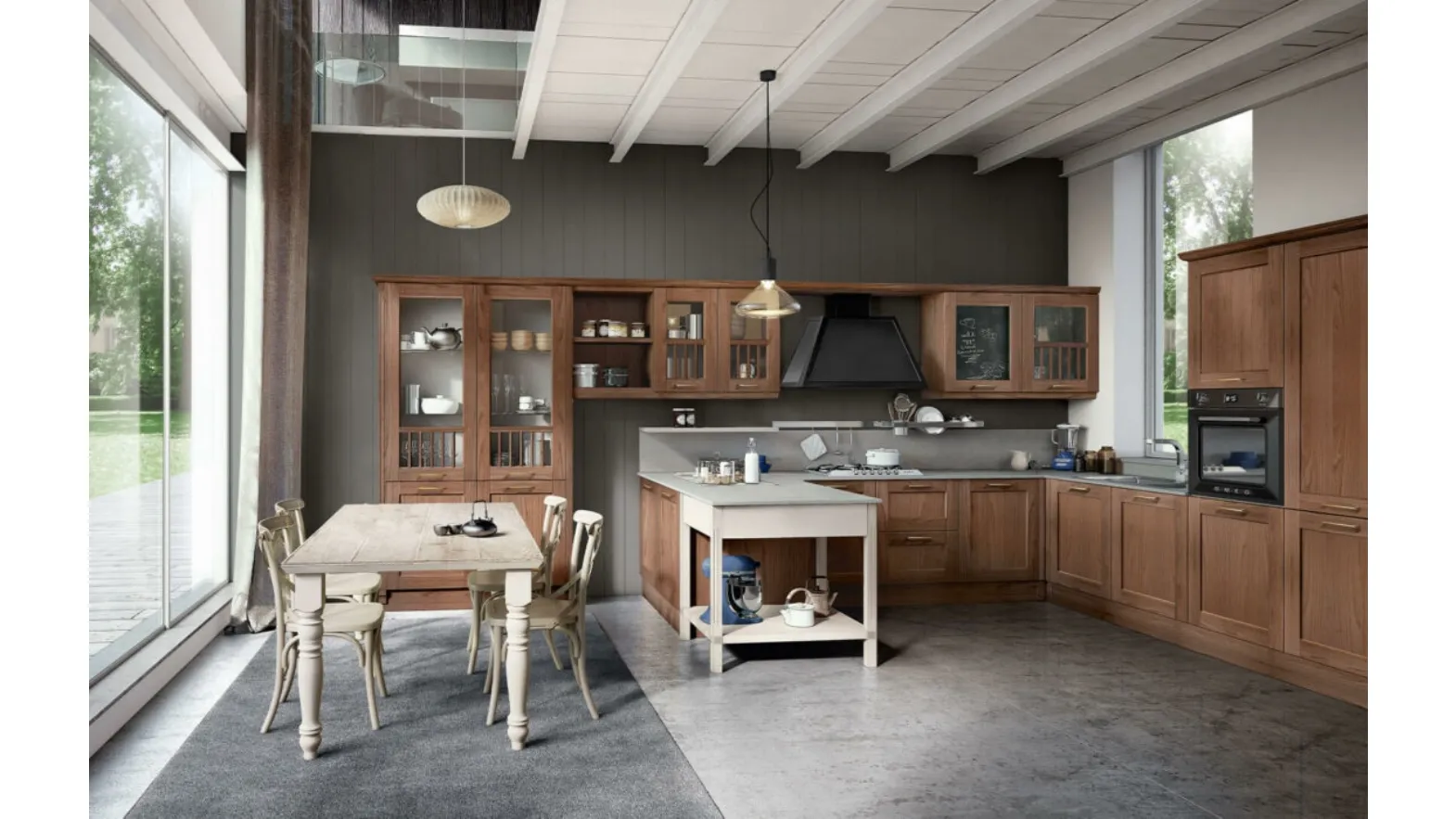 Cucina Classica con penisola Tabià 07 finitura rovere yuta di Spagnol Cucine