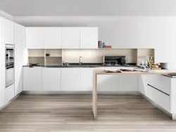 Cucina Moderna AL 32 Bianca con pensili in Vetro di Arrex